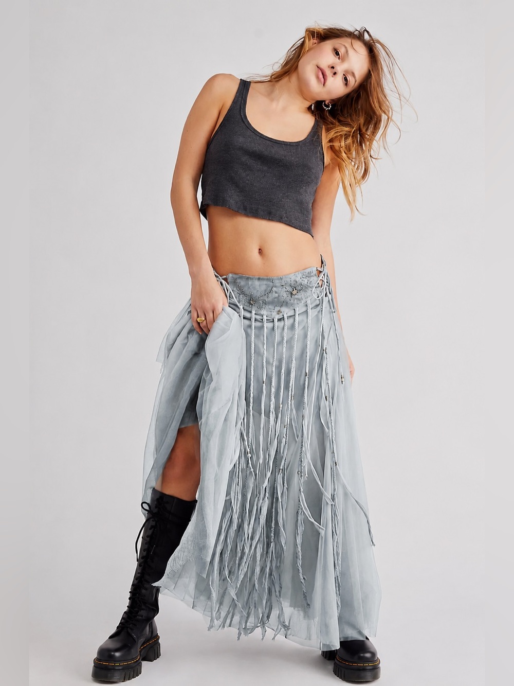 Free People x Brenda Knight Lace-Up Romance Skirt